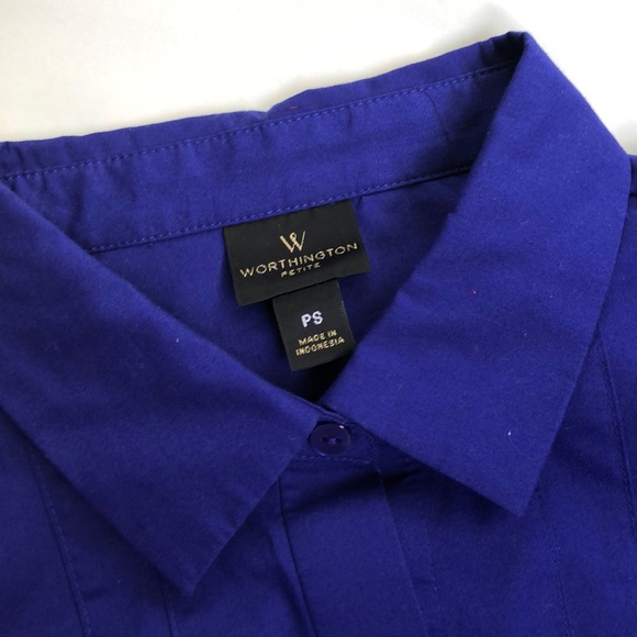 NWOT Worthington (Petite) Indigo Button Up Blouse - Picture 3 of 5